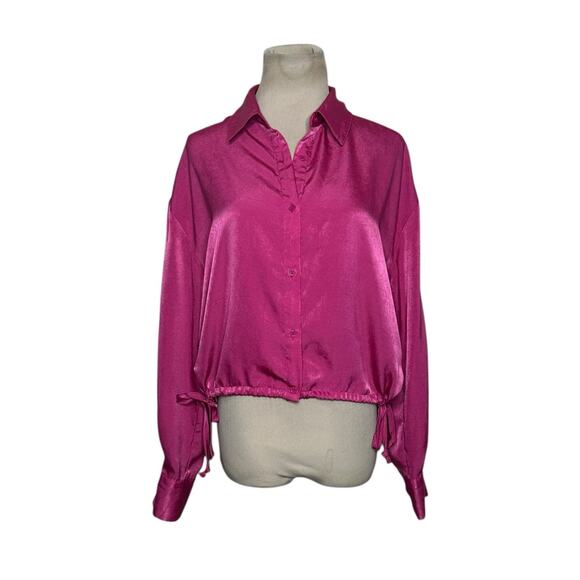 And Now This Fuchsia buttoned long sleeves blouse size Small - Picture 14 of 14